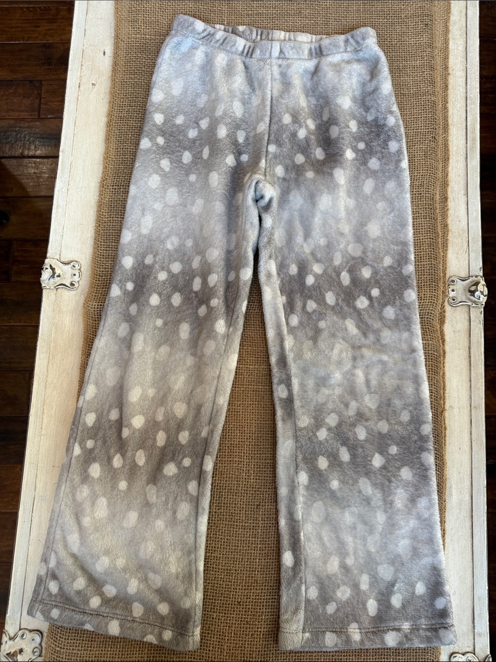 Justice Gray Fleece Pajama Lounge Pants with White Spot Print